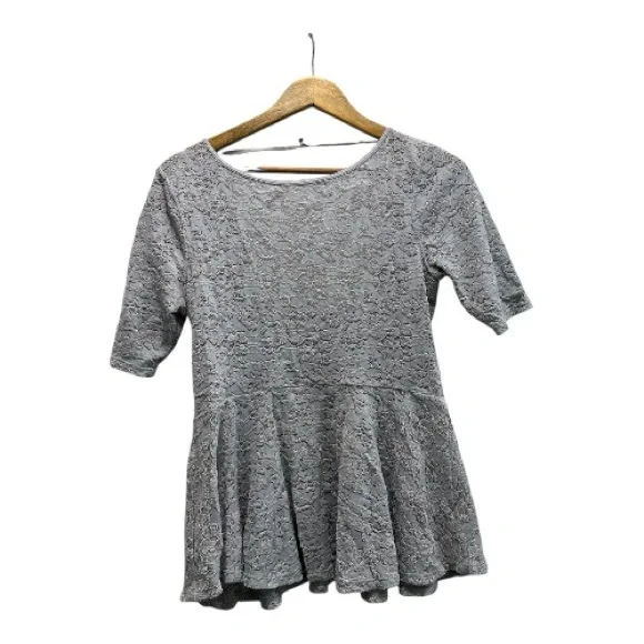 Free People Lace Peplum 3/4 Sleeve Top - Gray - Picture 3 of 9